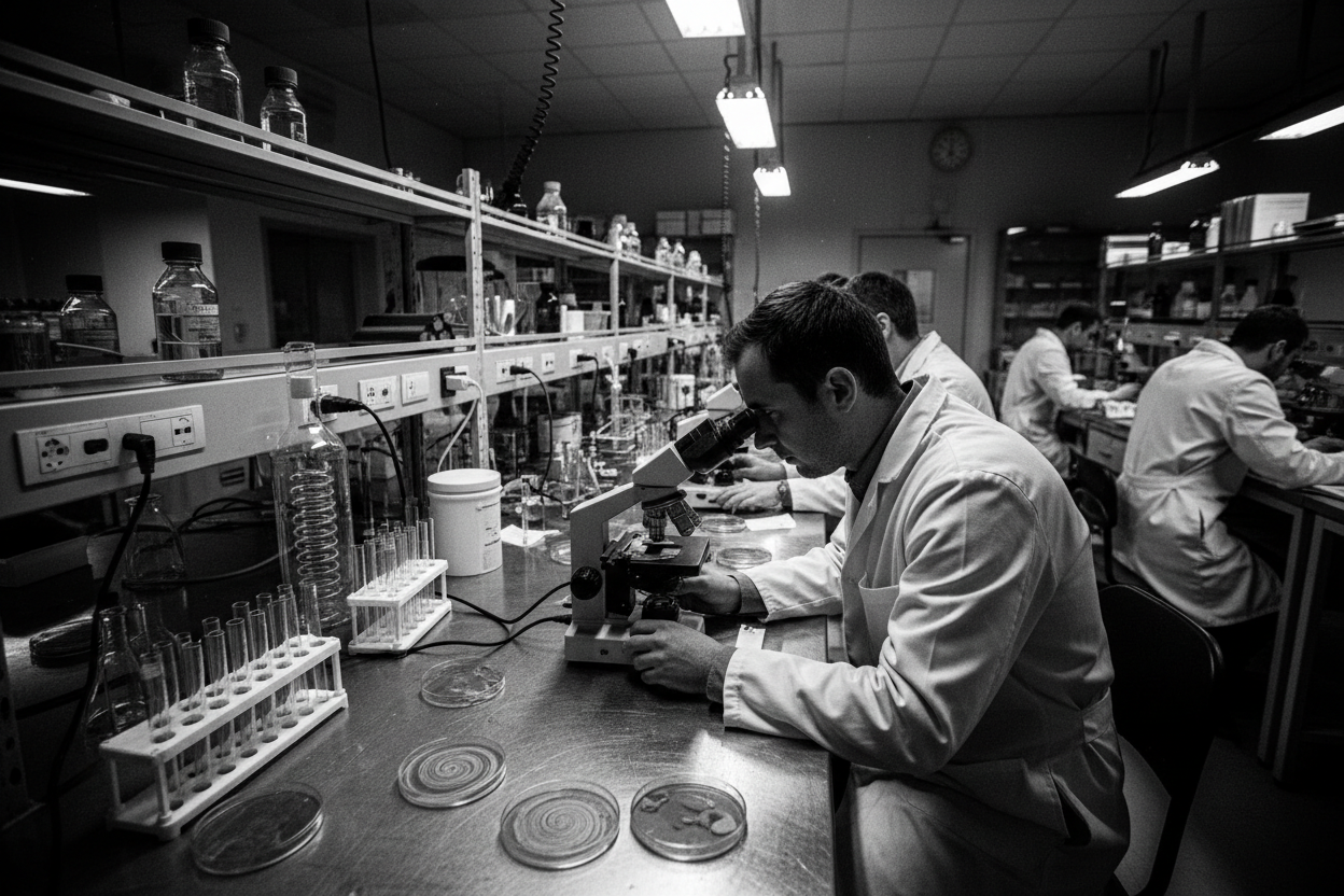 A photo of medical research in black and white