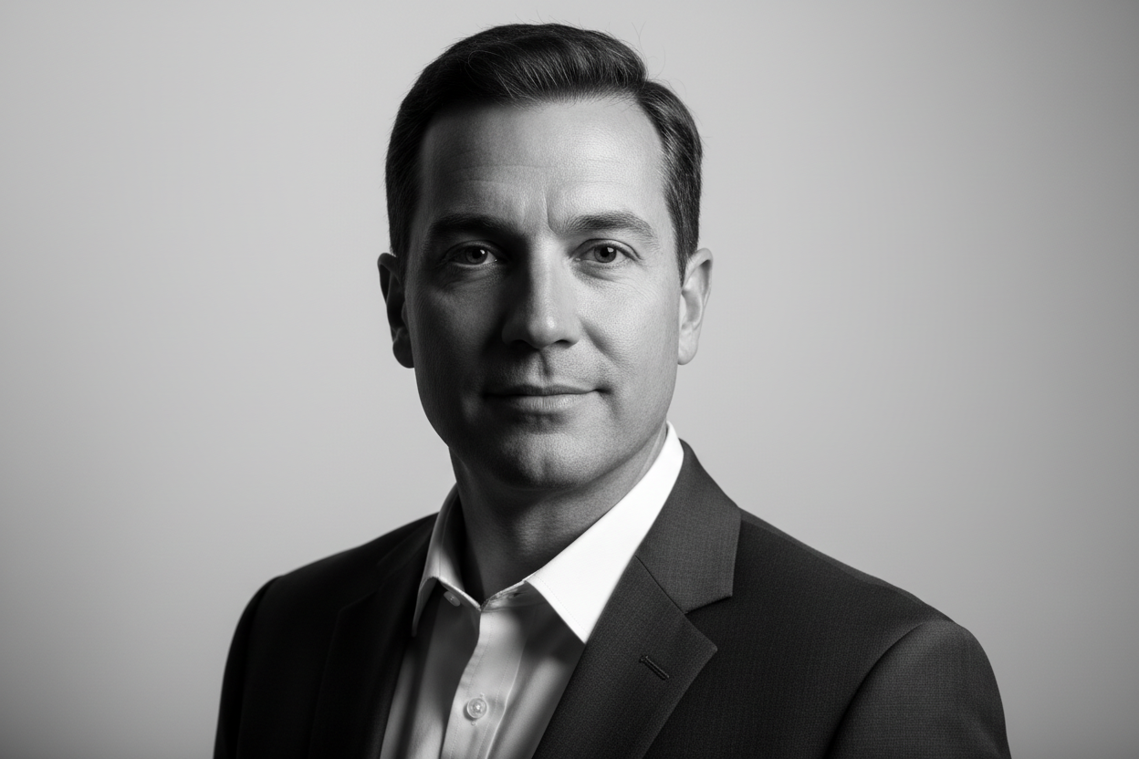 photo of a professional/expert in black and white picture